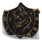 Gold And Black Taurus Sign Print Hooded Blanket