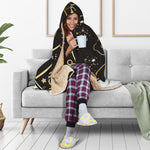 Gold And Black Taurus Sign Print Hooded Blanket