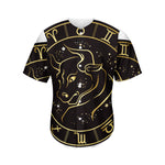 Gold And Black Taurus Sign Print Men's Baseball Jersey