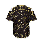 Gold And Black Taurus Sign Print Men's Baseball Jersey