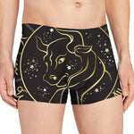 Gold And Black Taurus Sign Print Men's Boxer Briefs