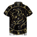 Gold And Black Taurus Sign Print Men's Short Sleeve Shirt