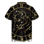 Gold And Black Taurus Sign Print Men's Short Sleeve Shirt