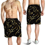 Gold And Black Taurus Sign Print Men's Shorts