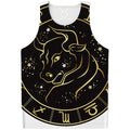 Gold And Black Taurus Sign Print Men's Tank Top