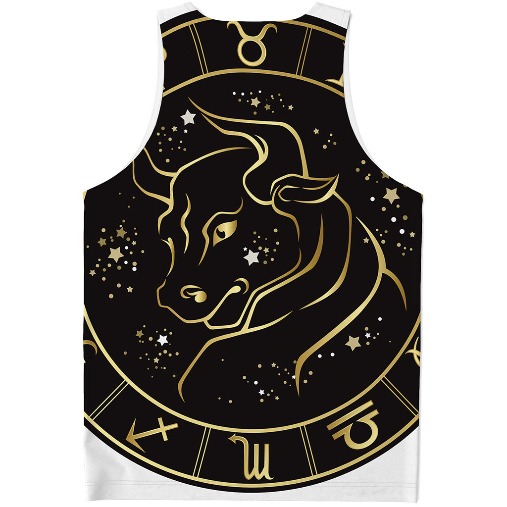 Gold And Black Taurus Sign Print Men's Tank Top