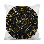Gold And Black Taurus Sign Print Pillow Cover
