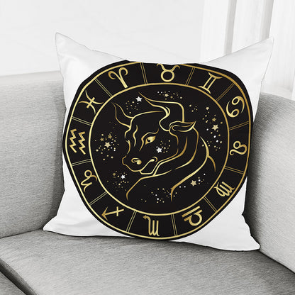 Gold And Black Taurus Sign Print Pillow Cover