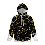 Gold And Black Taurus Sign Print Pullover Hoodie