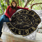 Gold And Black Taurus Sign Print Quilt