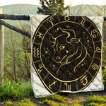 Gold And Black Taurus Sign Print Quilt