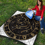 Gold And Black Taurus Sign Print Quilt