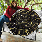 Gold And Black Taurus Sign Print Quilt