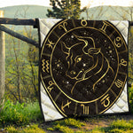 Gold And Black Taurus Sign Print Quilt