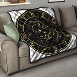 Gold And Black Taurus Sign Print Quilt