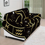 Gold And Black Taurus Sign Print Sofa Cover