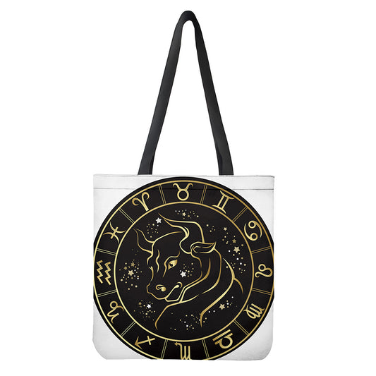 Gold And Black Taurus Sign Print Tote Bag