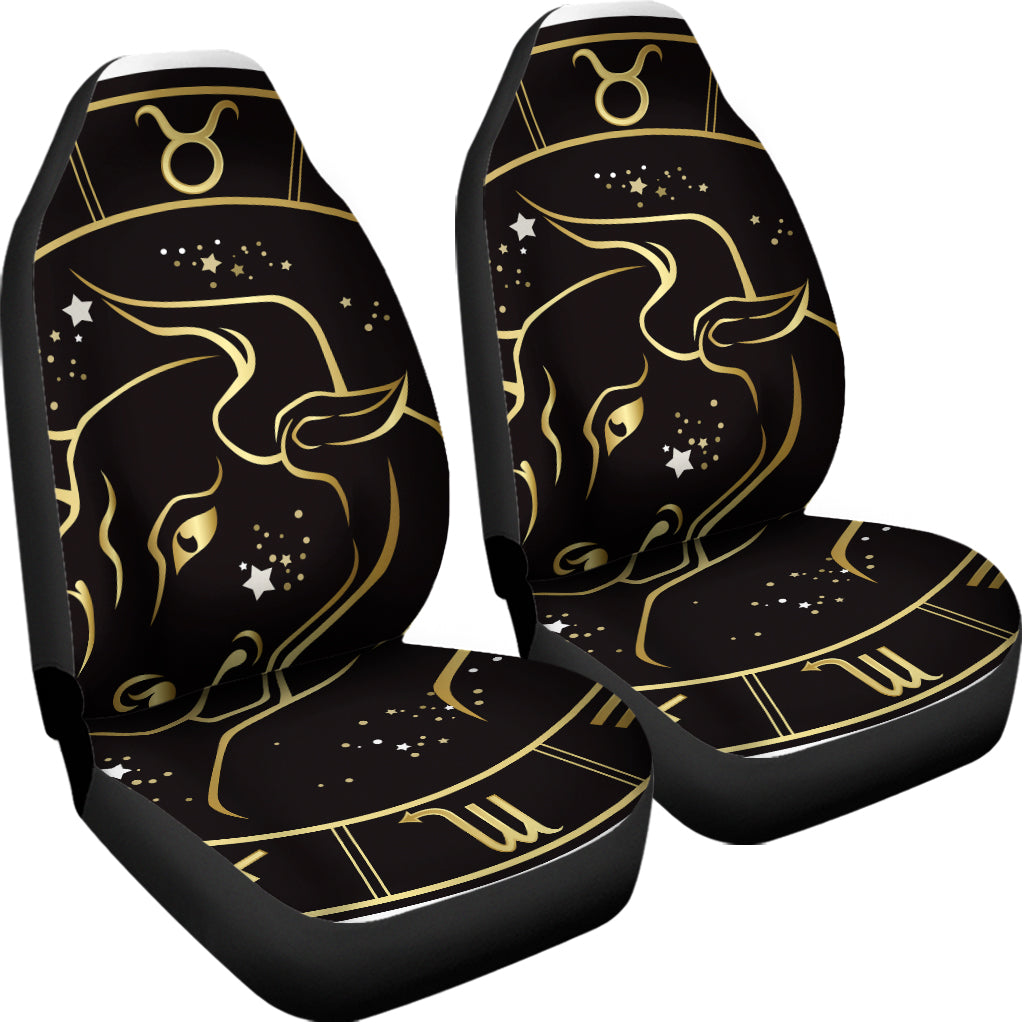 Gold And Black Taurus Sign Print Universal Fit Car Seat Covers