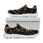 Gold And Black Taurus Sign Print White Sneakers