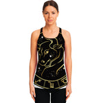 Gold And Black Taurus Sign Print Women's Racerback Tank Top