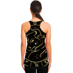 Gold And Black Taurus Sign Print Women's Racerback Tank Top