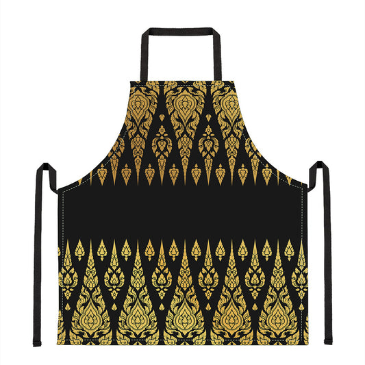 Gold And Black Thai Pattern Print Apron