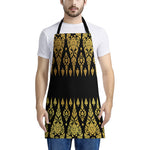 Gold And Black Thai Pattern Print Apron