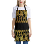 Gold And Black Thai Pattern Print Apron