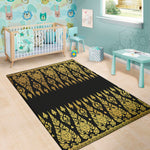 Gold And Black Thai Pattern Print Area Rug