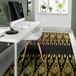 Gold And Black Thai Pattern Print Area Rug