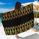 Gold And Black Thai Pattern Print Beach Sarong Wrap