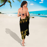 Gold And Black Thai Pattern Print Beach Sarong Wrap