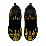 Gold And Black Thai Pattern Print Black Sneakers