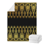 Gold And Black Thai Pattern Print Blanket