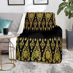 Gold And Black Thai Pattern Print Blanket