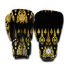 Gold And Black Thai Pattern Print Boxing Gloves