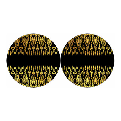 Gold And Black Thai Pattern Print Car Coasters