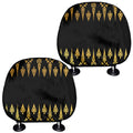 Gold And Black Thai Pattern Print Car Headrest Covers
