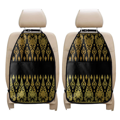 Gold And Black Thai Pattern Print Car Seat Organizers
