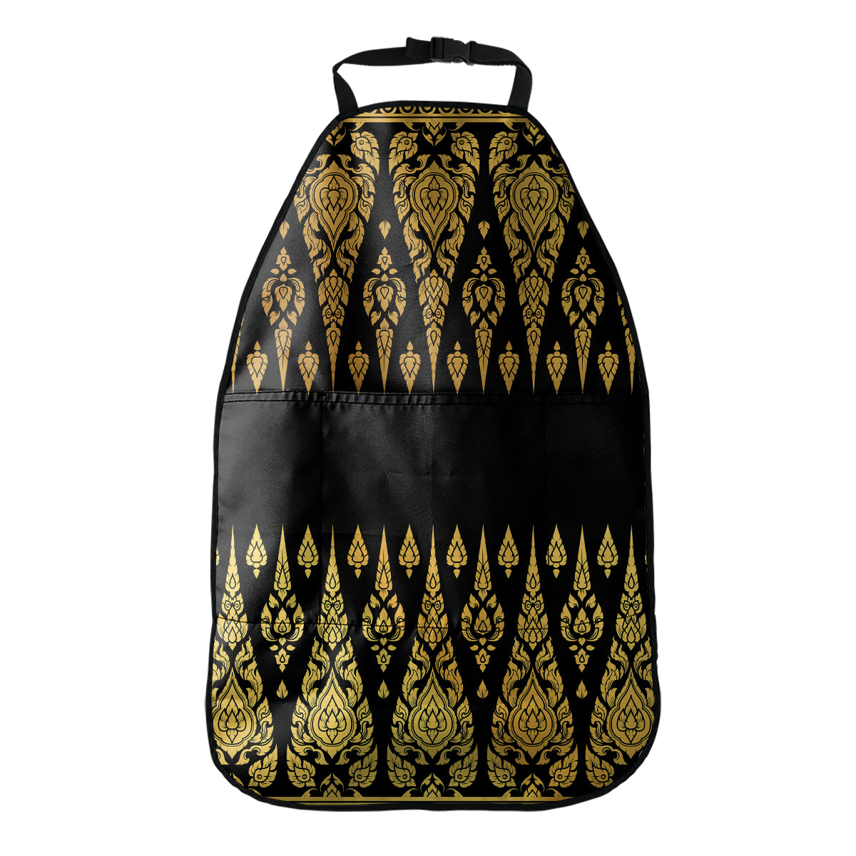 Gold And Black Thai Pattern Print Car Seat Organizers