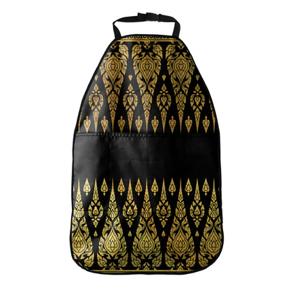 Gold And Black Thai Pattern Print Car Seat Organizers