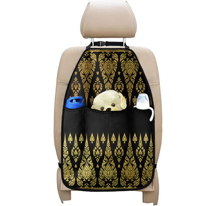 Gold And Black Thai Pattern Print Car Seat Organizers