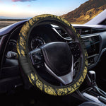 Gold And Black Thai Pattern Print Car Steering Wheel Cover