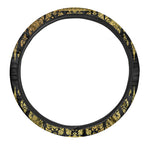 Gold And Black Thai Pattern Print Car Steering Wheel Cover