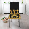Gold And Black Thai Pattern Print Dining Chair Slipcover