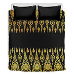 Gold And Black Thai Pattern Print Duvet Cover Bedding Set