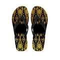 Gold And Black Thai Pattern Print Flip Flops