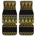 Gold And Black Thai Pattern Print Front and Back Car Floor Mats