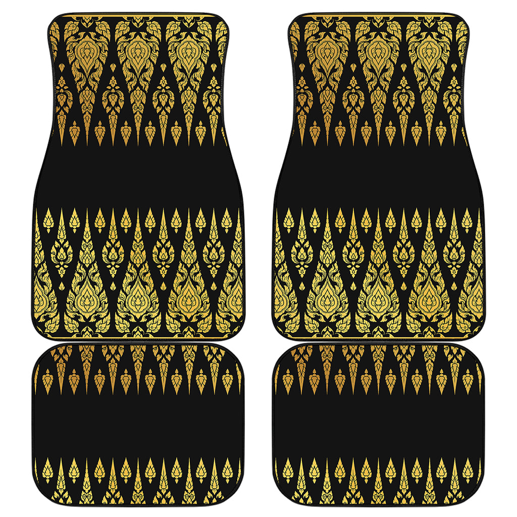 Gold And Black Thai Pattern Print Front and Back Car Floor Mats