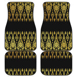 Gold And Black Thai Pattern Print Front and Back Car Floor Mats